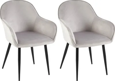 Produktbild von 2er Set Esszimmerstuhl GENIM - Samt Grau 60x60x84 cm | Essstühle Esszimmerstühle Küchenstühle Wohnzimmerstühle