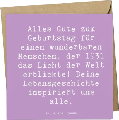Produktbild von Mr. & Mrs. Panda Grußkarte Spruch 1931 Geburtstag - Lavendeltraum - Geschenk, Happy Birthday, Klappkarte, Nostalgie, Geburtstagsgeschenk, Erinnerungen, Glückwunschkarte