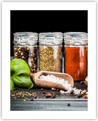 Produktbild von Poster - Poster ohne Rahmen - Gewürze Knoblauch Holz Salz - 40x50 cm - Wand Bild - Wanddeko - Wandbilder - Kunstposter - Wandposter - Bilder - Kunstdruck - Wanddekoration - Wandbild - P2XPA40x50-2896