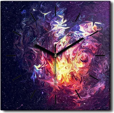 Produktbild von Coloray Uhr auf Leinwand 30x30 cm Wand Uhr Dekoration Wohnzimmer Segeltuch schwarze Hände -Abstraktion Aquarell