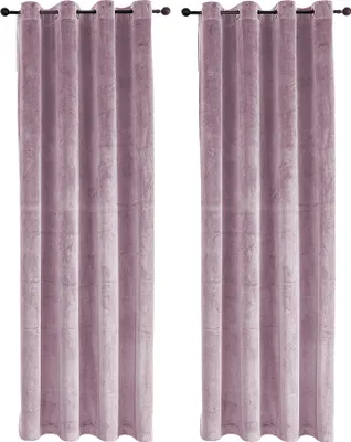 Produktbild von Samt Vorhäng 2er Set Altrosa Ösen 140x175 cm Verdunkelungsvorhang samtweich blickdicht Gardine