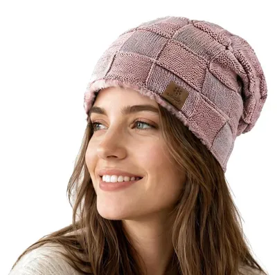 Obrázek produktu pro Teplá čepice typu "beanie" s fleecovou podšívkou, růžová, uni
