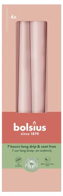 Obrázok produktu pre Kuželové sviečky Bolsius ružové 24,5 cm Ø 2,4 cm 4 kusy