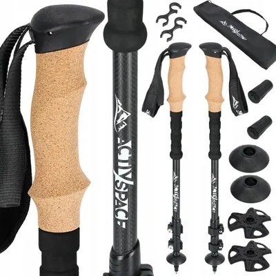Produktbild von Zusammenklappbare Trekkingstöcke Carbon+ 61-135 cm, Safe Lock, Nordic Walking