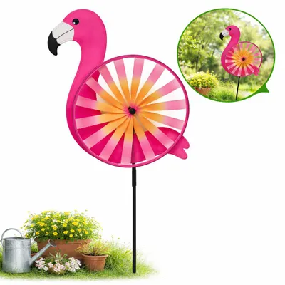 Productafbeelding van Flamingo Windspinner Tuinsteker – 90 x 38 x 38 cm – Roze Windmolen voor Tuin, Balkon en Terras