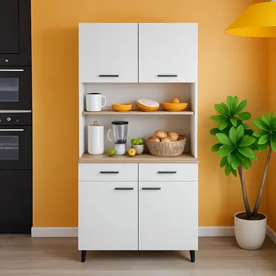 Immagine prodotto di Dmora Credenza Florent 40x72x185h cm Bianco, un Cassetto 5 Vani
