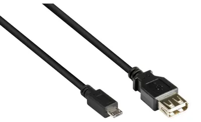Productafbeelding van Alcasa 2511-OTG, 0,1 meter, Micro-USB B, USB A, USB 2.0, Mannelijk/vrouwelijk, Zwart