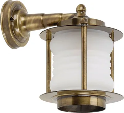 Produktbild von Außenwandlampe E27 IP23 Weiß Terrasse Haus Glas Messing massiv Maritim Außenwandleuchte