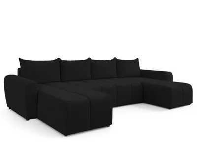 Produktbild von AX LIVING Ecksofas groß Ferrande 317 cm – Sofa schwarz mit Schlaffunktion & Struktur