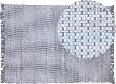Produktbild von BELIANI Teppich Grau Baumwolle 160 x 230 cm Kurzflor Mit Fransen Handgewebt Rechteckig