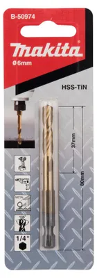 Immagine prodotto di Makita hss-tin 1/4" esagono 6,0x80mm punta per metallo