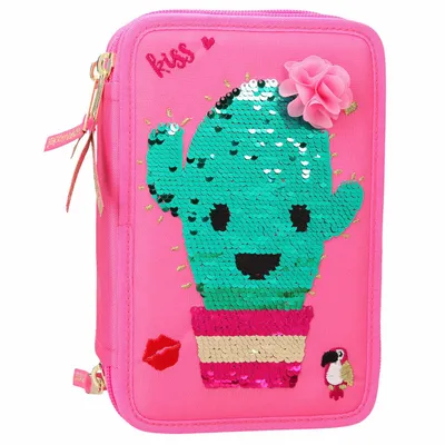 Produktbild von TOP MODEL Triple FILLED PENCIL CASE Sequins CACTUS