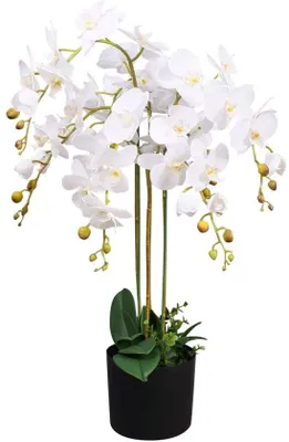 Immagine prodotto di Composizione floreale con orchidea, fiori, 85 cm, bianca