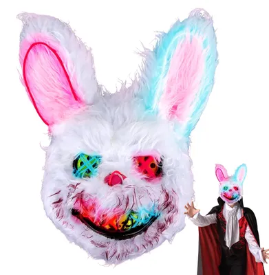 Gruselige LED-Hasenmaske für Halloween, Erwachsene, 1 Stück