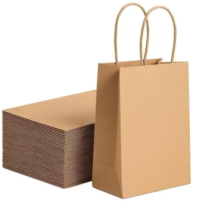 Papiertragetaschen braun mit Henkeln, 250 Stück, Kraftpapier