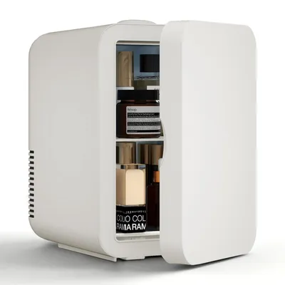 Produktbild von Puluomis Mini Kühlschrank 8L, 2 in 1 Warm- und Kühlbox tragbar Ultra-Leiser Auto Kühlbox (<30dB) 12V/220V /230V AC/DC für Getränkedosen, Snacks Beige