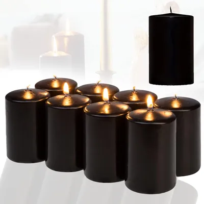 8 Stumpenkerzen schwarz 4,8x8 cm Adventskranz Weihnachtsdeko