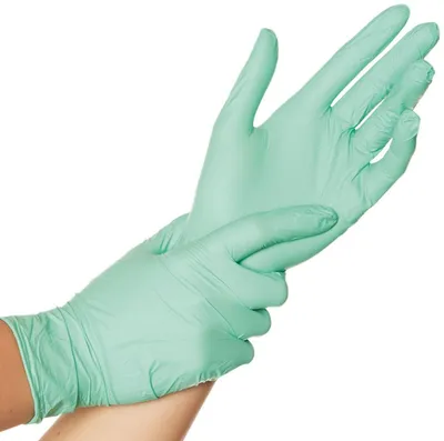 Produktbild von Nitril-Handschuh Safe Light puderfrei M 24cm grün VE=100 Stück