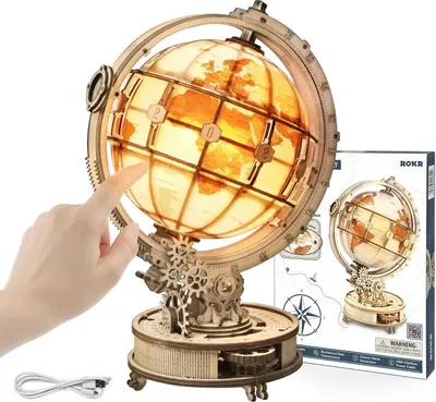 Immagine prodotto di ROKR 3D puzzle di legno modello globo 180 pezzi luce notturna globo