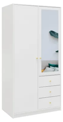 Produktbild von Masseno Drehtürenschrank GALIO 100/200/57,5 cm 2-türig mit Spiegel Weiß