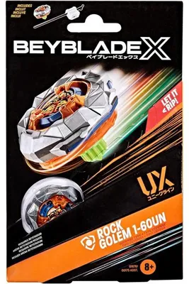 Image de Toupie beyblade x rock golem 1-60un ux - type défense - pack toupie et lanceur - hasbro g1676