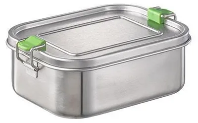 Produktbild von APS 66900 Brotdose LUNCHBUDDY, Edelstahl, herausnehmbarer Trennsteg, 18,5 x 13,5 cm, Höhe 6,5 cm