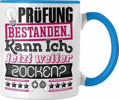 Produktbild von Trendation - Bachelor Master Prüfung Bestanden Geschenk Tasse Studium Prüfung Bestanden Kann Ich Jetzt Weiter Zocken Geschenkidee (Blau)