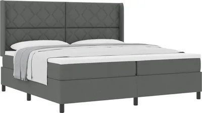 Obrázek produktu pro vidaXL Skříňová postel s matrací tmavě šedá 200 x 200 cm látka
