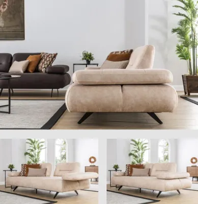 Obrázek produktu pro Pohovka 2místná čalouněná pohovka béžová Imitace kůže moderní pohovky pohovky