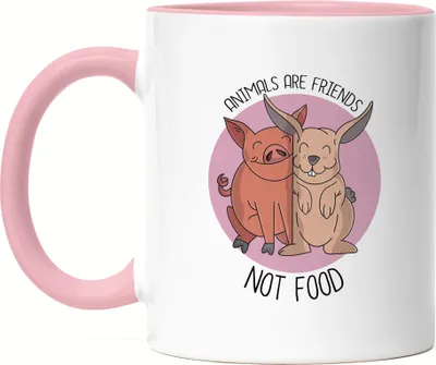 Produktbild von Animals Are Friends Not Food Tasse Rosa Vegan Vegetarier Plant-Based Geschenkidee Tierwohl Tierleid