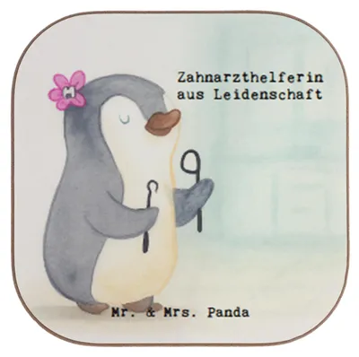 Produktbild von Mr. & Mrs. Panda Untersetzer Glas Zahnarzthelferin Leidenschaft Design - Weiß - Geschenk, Gläser, Tasse, für, gläseruntersetzer, Coaster