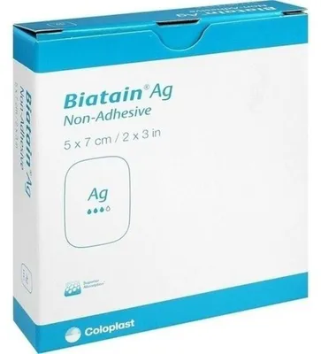 Productafbeelding van Biatain Ag schuimverband, niet-klevend, 5x7 cm, 5 stuks