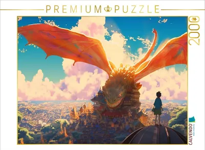 Produktbild von CALVENDO Puzzle Drachenbegegnung | 2000 Teile Lege-Größe 90x67cm Foto-Puzzle für glückliche Stunden