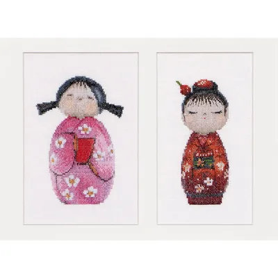 Obrázok produktu pre Krížiková súprava Thea Governor "Kokeshi bábiky Aida", počítaná, 16x22