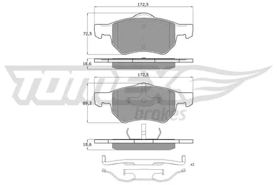 Produktbild von TOMEX brakes Bremsbeläge Satz Vorne Bremsklötze für CHRYSLER VOYAGER IV (RG, RS) TX 15-30