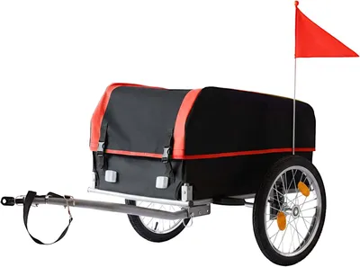Productafbeelding van Fietsaanhanger opvouwbaar - 120 liter - Met regenhoes en vlag - Zwart