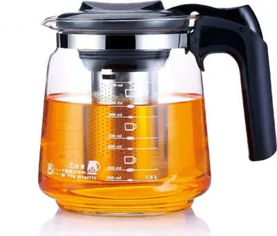 Produktbild von Glas Teekanne 1500 ml mit Edelstahl Siieb Teefilter Glaskanne Teebereiter