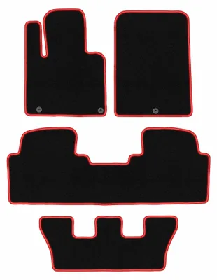 Image de Tapis de sol en moquette pour Kia Sorento III 2015- (7 os.) – jeu 4 pièces, noir/rouge, sur mesure – Wielganizator CARLUX