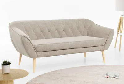 Produktbild von Sofa, Skandinavischer Stil, Holzbeine - PIRS - 3 Sitzer - Beige - Struktur