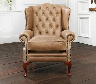 Obrázek produktu pro Křeslo Chesterfield 1 místné čalouněné 100% celokožené křeslo wing chair sofa 161013-26