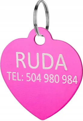 Produktbild von Kleine Katzenmarke für Hunde und Katzen, Herzgravur, rosa