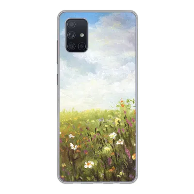 Produktbild von MuchoWow® Handyhülle Schutzhülle Hülle für Samsung Galaxy A71 Sommer - Blumen - Ölfarbe Silikon Softcase Handy Hülle - Kartenbesitzer