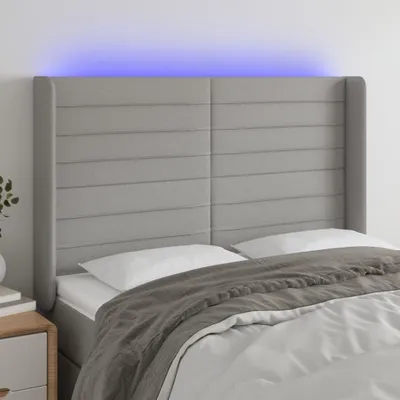 Produktbild von The Living Store LED Kopfteil Hellgrau 147x16x118/128 cm Stoff