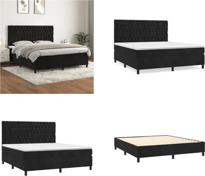 Obrázek produktu pro vidaXL Boxspring postel s matrací černá 180x200 cm samet - Boxspring postel - Boxspringbetten - Bett - Schlafzimmermöbel