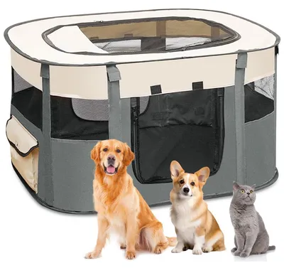 Produktbild von Faltbarer Tierlaufstall XL Grau 110x85x58 cm