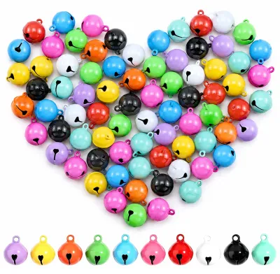 100 bunte Metall-Glöckchen 14 mm, DIY-Bastelglocken mit Loch
