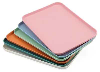 6er-Set Plastik-Tabletts 31x22 cm, 6 Farben, rechteckig
