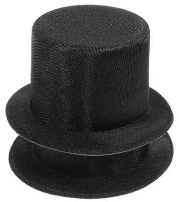 2 Mini-Zylinderhüte aus Stoff, schwarz, für Kinder & Erwachsene
