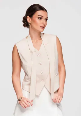 Produktbild von LARICA Damen Weste Ärmellos Figurbetont mit Knopfleiste OW-VE-E0004 light beige L