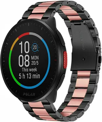 Produktbild von Strap-it Stahlarmband - Kompatibel mit Polar Pacer Armband Ersatzarmband Edelstahl Armband mit faltschließe Sportuhr zubehör für smartwatch 20mm Armband Schwarz